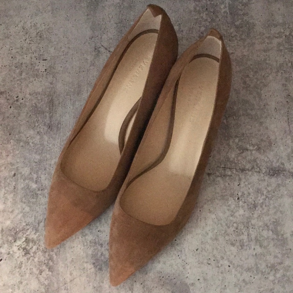 New Everlane suede kitten heels